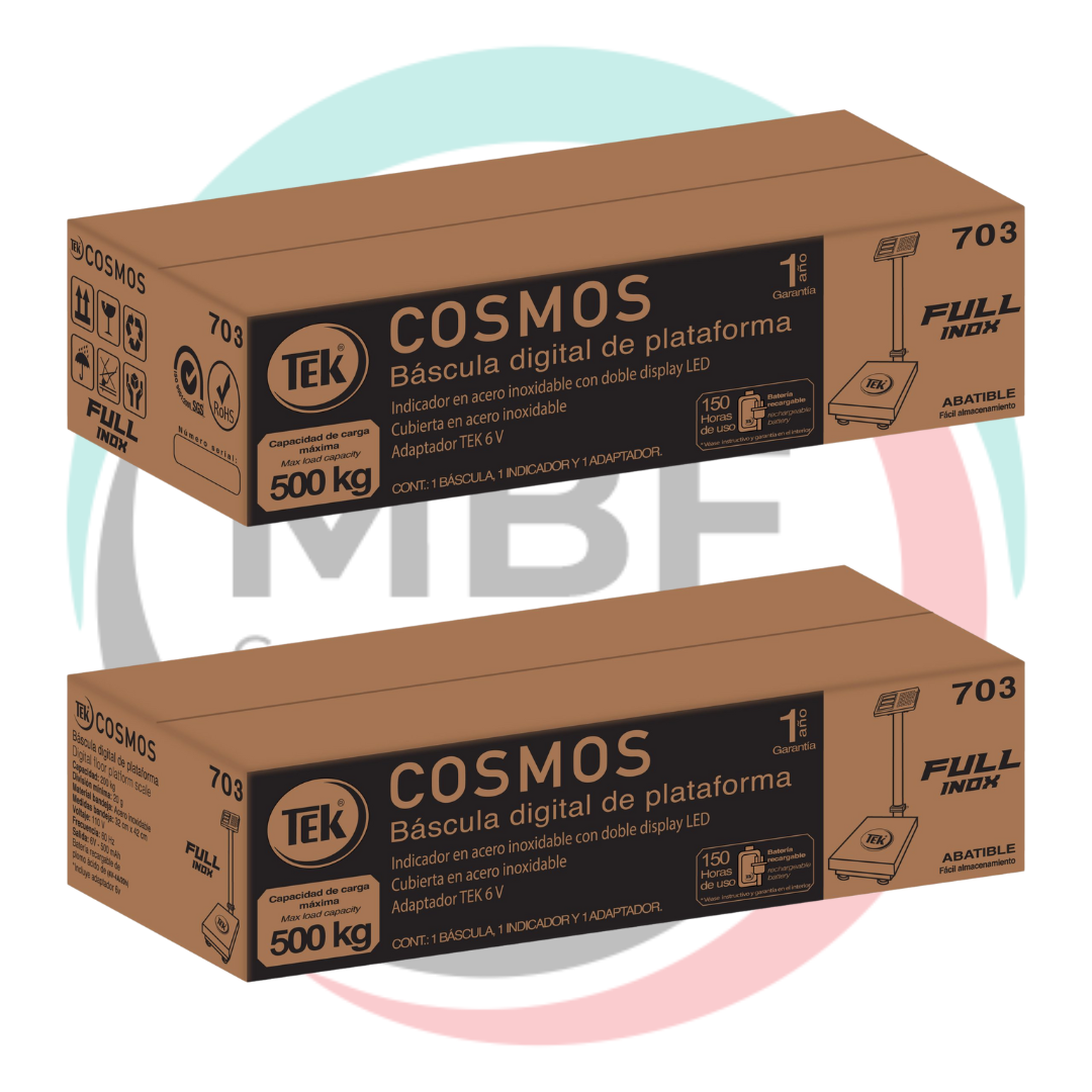 BÁSCULA TEK ABATIBLE FULL ACERO INOXIDABLE 703 500KG 45X60CM - Imagen 4
