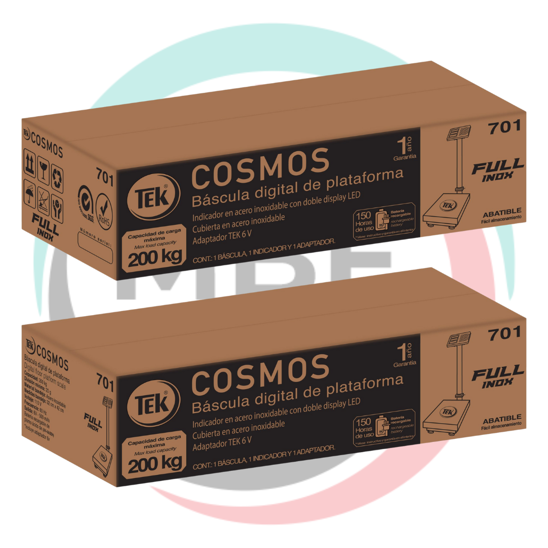 BÁSCULA TEK ABATIBLE FULL ACERO INOXIDABLE 701 200KG 32X42CM - Imagen 4